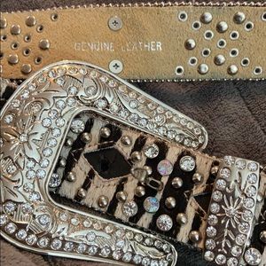 Noon Belt Collection Genuine Leather w Bling M